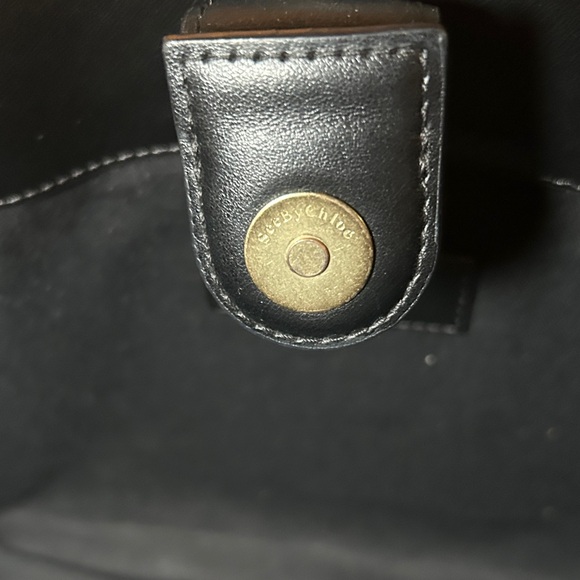 304. See By Chloe Black Leather & suede with removable Gold Charm w/coa - Picture 9 of 16